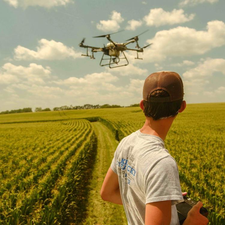  Pesticide drone in a field